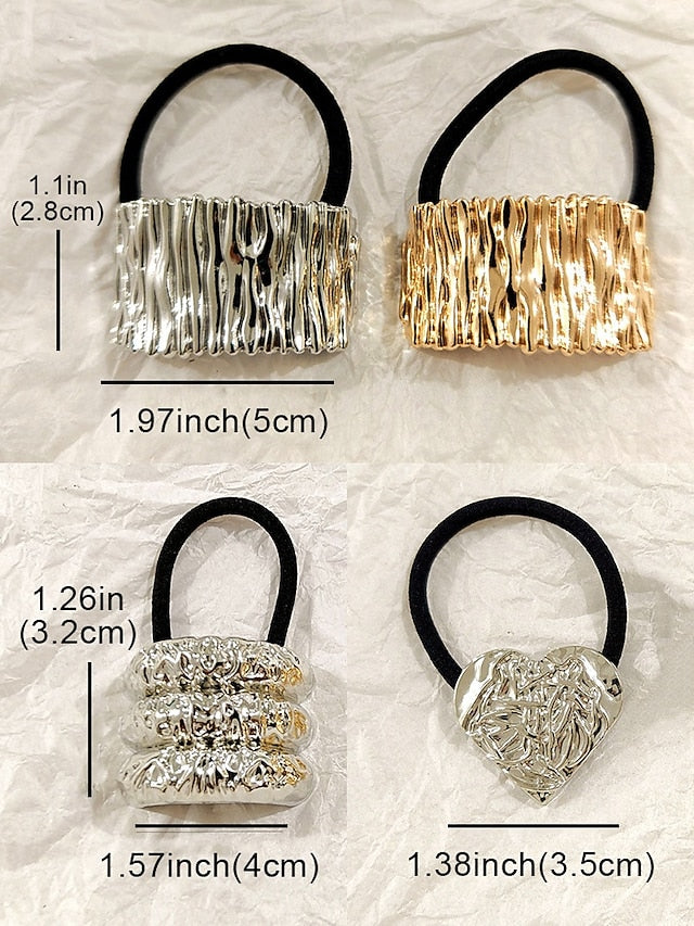 Women's Hair Elastic Scrunchies Band Tone - with Gold