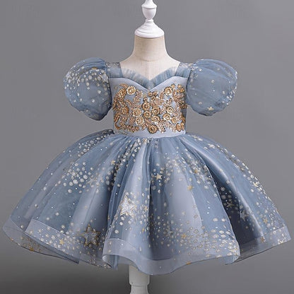 Flower Party Floral Girl Girls' Dress Kids Sequin