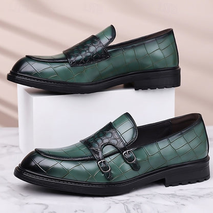 Crocodile with Men's Brown Pattern Leather – Faux Loafers