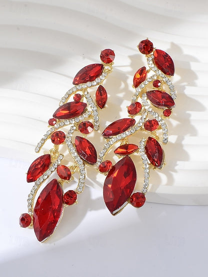 Gold Elegant Women's Leaf - Crystal Earrings Design