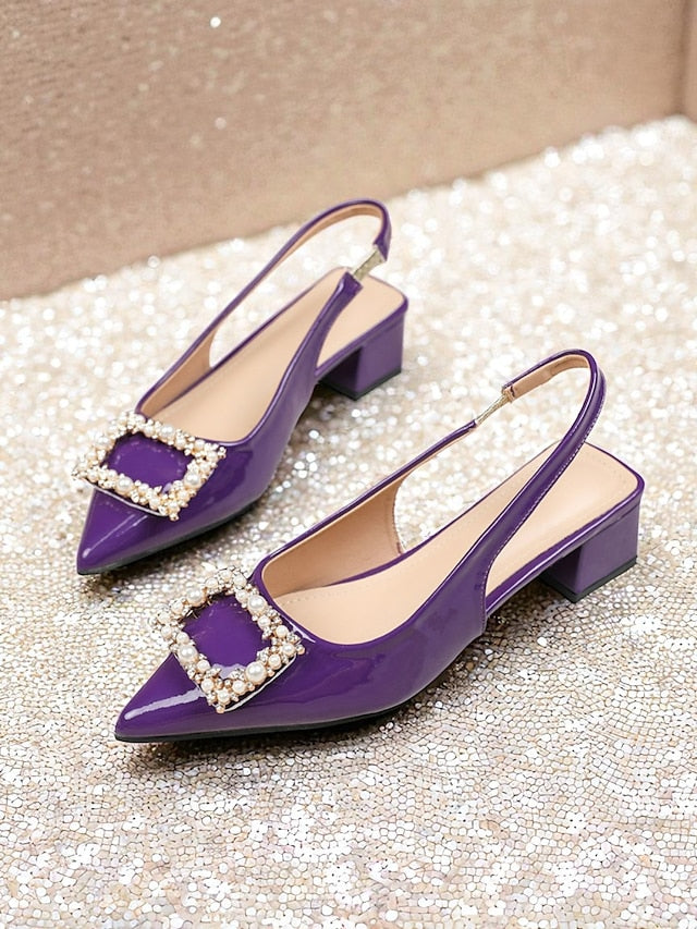 Leather Patent - Women's Toe Purple Slingback Pointed Pumps