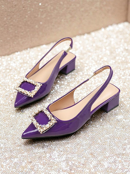 Leather Patent - Women's Toe Purple Slingback Pointed Pumps