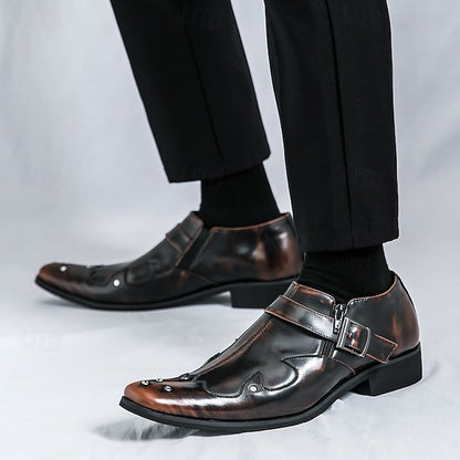 Leather Black – Shoes Formal Strap Men's Monk