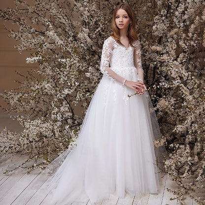 Girl Girls' Formal First Princess Dress Flower