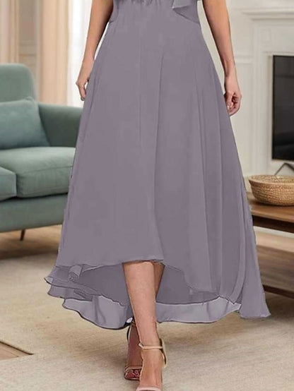 Elegant Mother Neck A-Line the Bride of V Simple Dress