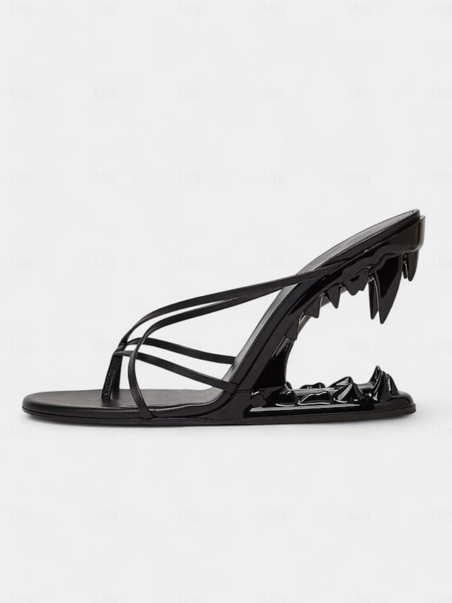 Gold Flat Unique Sculpted Sandals Design with Metallic - Heel