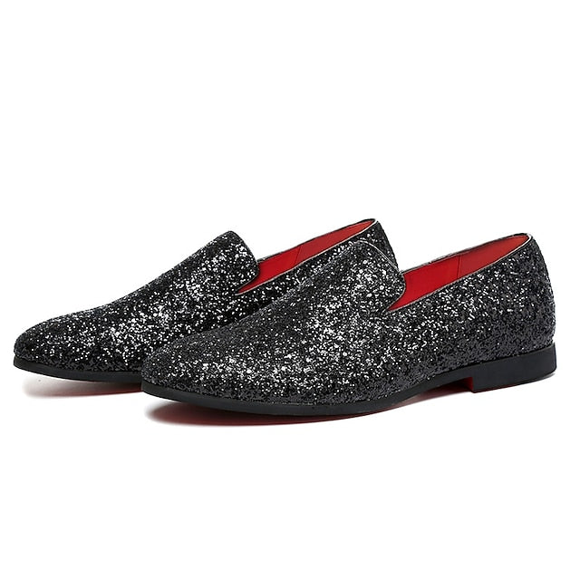 Silver Glitter with Loafers Slip-On Design and Men's