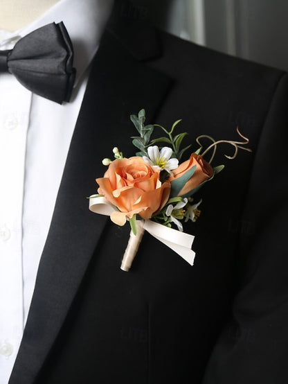 Corsage and Elegant Boutonniere – Artificial Wedding Wrist