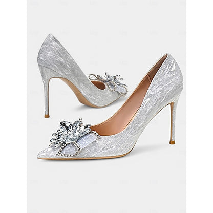 Heels Sparkling Silver – Wedding Shoes Women High for Glitter