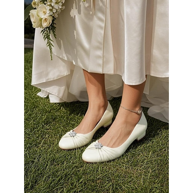 with Satin Light Flats Women's Wedding Rhinestone Blue