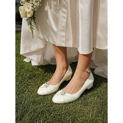 with Satin Light Flats Women's Wedding Rhinestone Blue