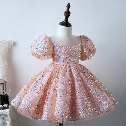 Sleeve Spring Summer Dress Short 3D colour Girls' Wedding