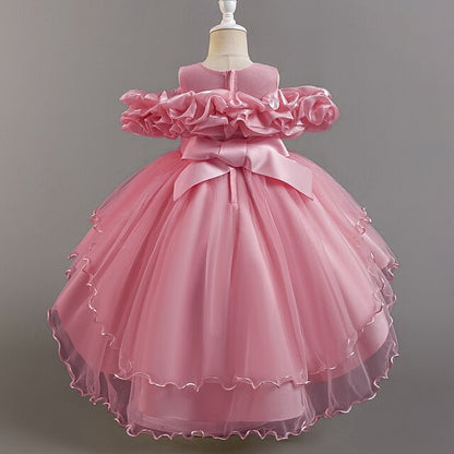 Party Sleeve Short Flower Girls' Kids Wedding Floral Dress