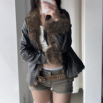 Comfortable Buttons Fur Jacket Warm Collar Women's Casual