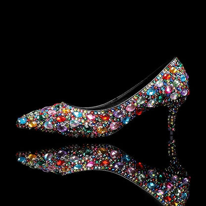 Heel Kitten Crystal-Embellished Shoes Matching Women's and