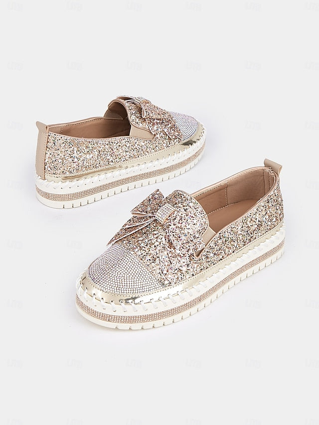 Women Loafers Slip-On for Glittery – Sparkling Rhinestone
