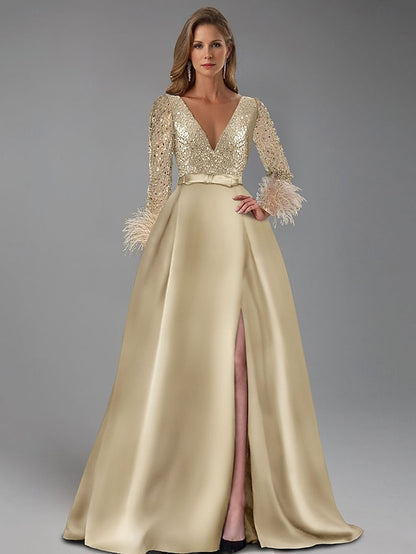 Elegant Length A-Line Gown Dress Formal Long Floor Evening