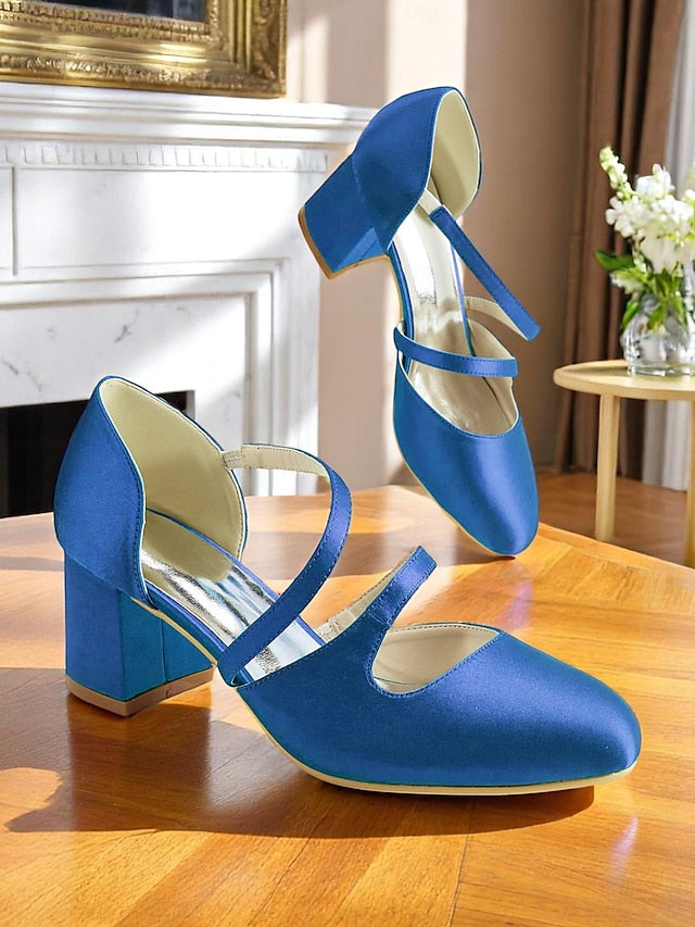 Green Women's Block Satin Elegant Heels 1950s – Jane Mary