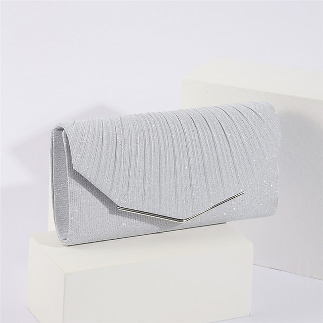 Elegant Glitter Evening Women's Bag Gold Clutch Metal with