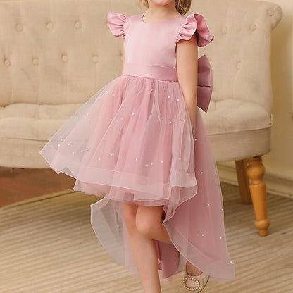 Solid Color Kids Party Girls' Flower Dress Girl