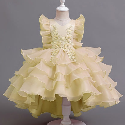 Girls' Dress Asymmetrical Floral Kids Party