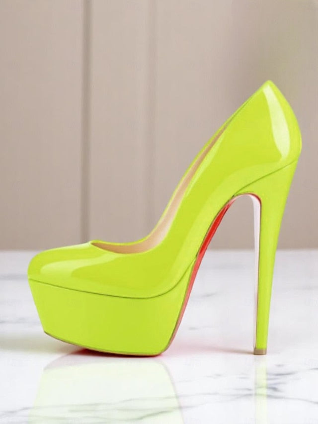 Platform Patent Pointed-Toe and with Heels Black Women's