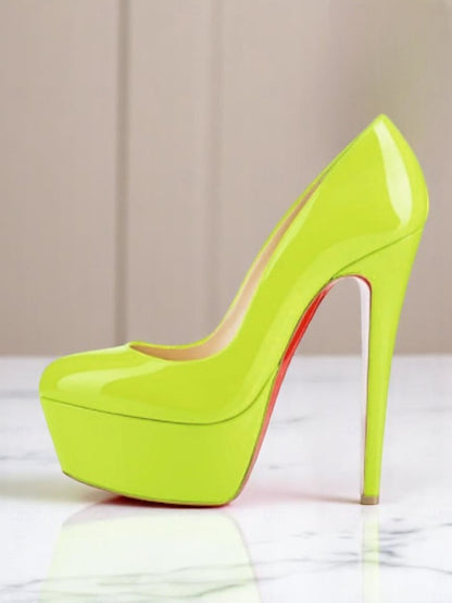 Platform Patent Pointed-Toe and with Heels Black Women's