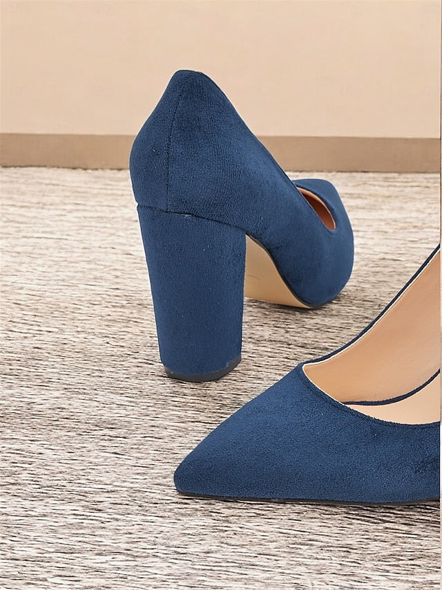 Classic Toe High Suede Heels Pointed | Heel Women's Block