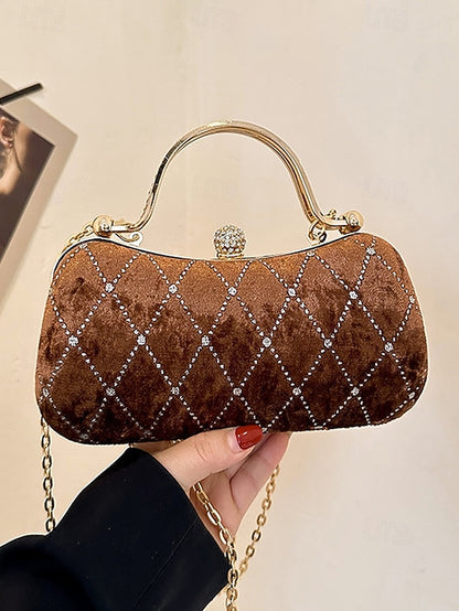 with - Purse Accents Quilted Evening Velvet Women's Diamond