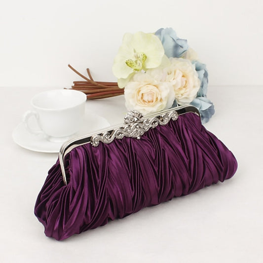 Clutch Pleated Evening Satin White Women's Elegant –