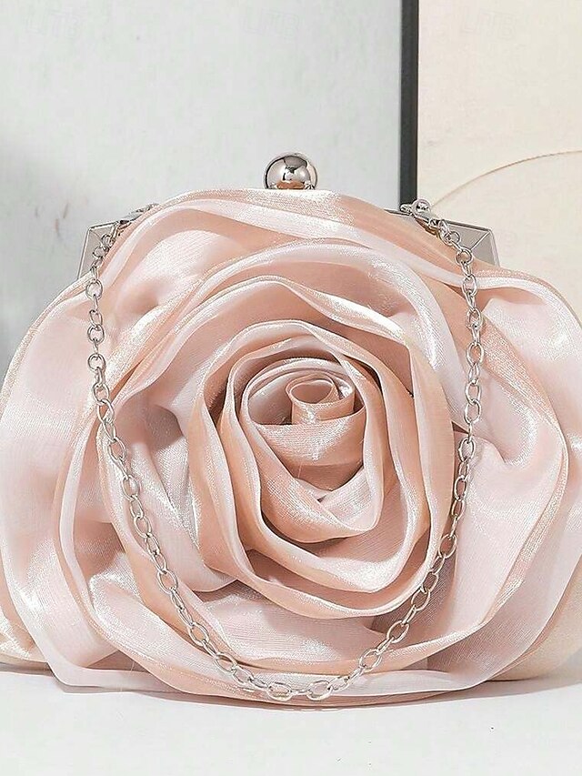 Flower Evening Elegant Satin – Women's Purse Rose Clutch