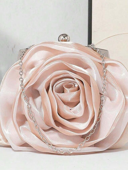 Flower Evening Elegant Satin – Women's Purse Rose Clutch