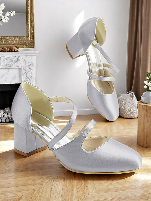 Green Women's Block Satin Elegant Heels 1950s – Jane Mary