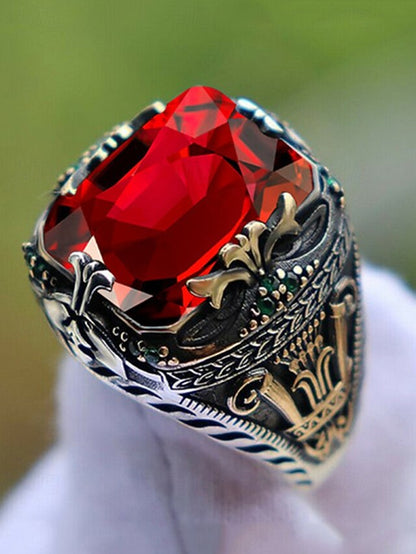 Gemstone Ring Men's Alloy