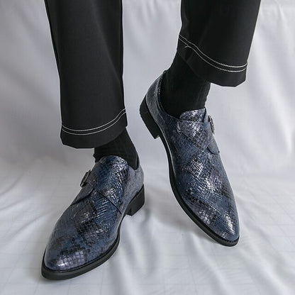 Snake Brown Strap Print Formal Classic Shoes Men – Monk for
