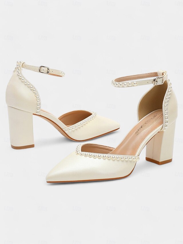 Wedding Heels Pearl-Embellished Elegant Women's