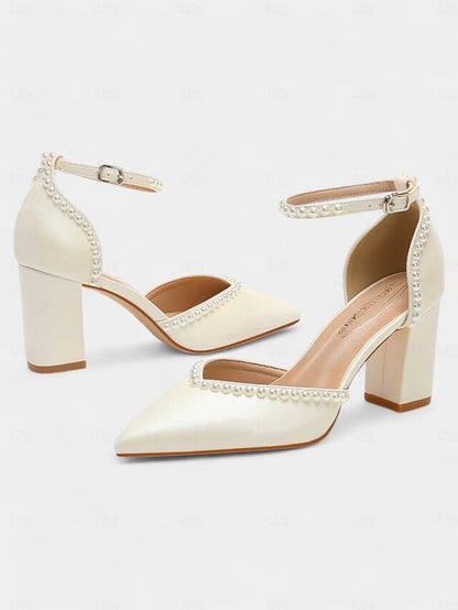 Wedding Heels Pearl-Embellished Elegant Women's