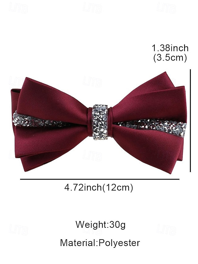 Burgundy Embellishment Crystal Elegant Tie – Satin Bow with
