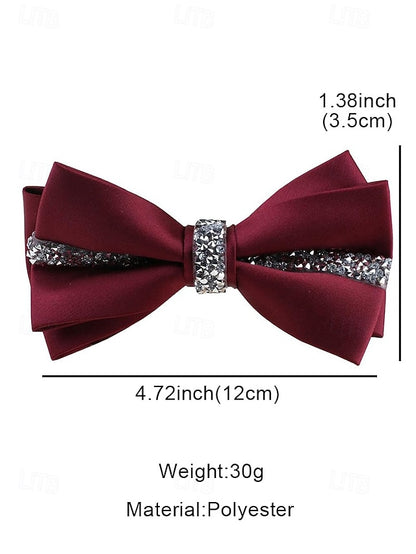 Burgundy Embellishment Crystal Elegant Tie – Satin Bow with