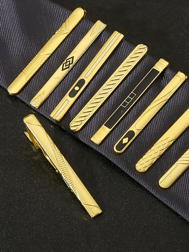 for with Design Elegant Inlay Tie Sleek Men Clip Gold Black –