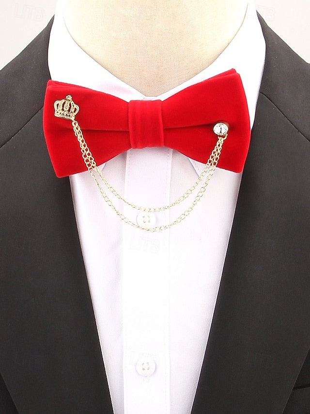 Detail Men's Bow Chain with Velvet Tie and Crown –