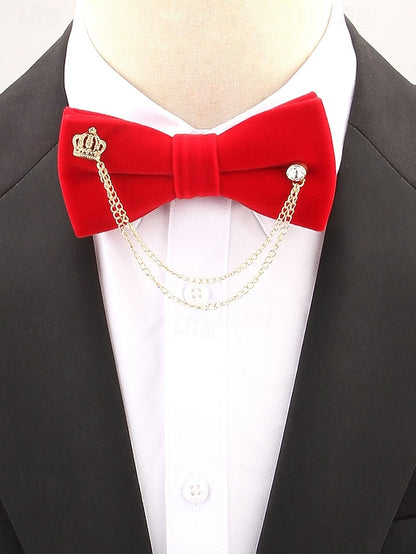 Detail Men's Bow Chain with Velvet Tie and Crown –