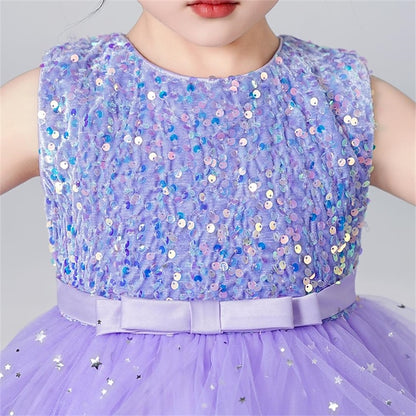 Color Sleeveless Solid Party Girls' Kids Dress