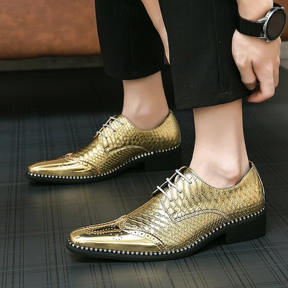 Men's Gold Oxford Metallic Faux Shiny – Shoes