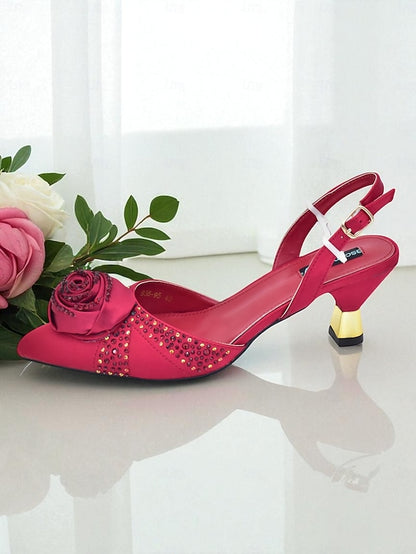 Gold Matching Slingback and Clutch Set Women's Heels -
