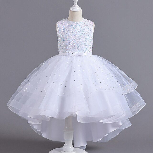Color Sleeveless Solid Party Girls' Kids Dress