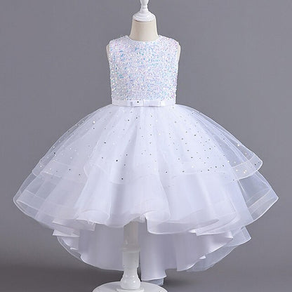 Color Sleeveless Solid Party Girls' Kids Dress
