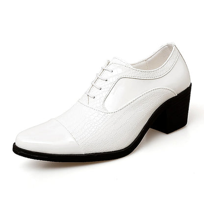 Patent Pattern Faux Black Oxford Leather Men's Crocodile