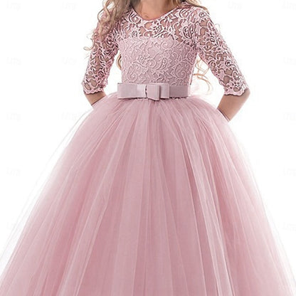 Girls' Dress Solid Flower Kids Colored Girl Wedding