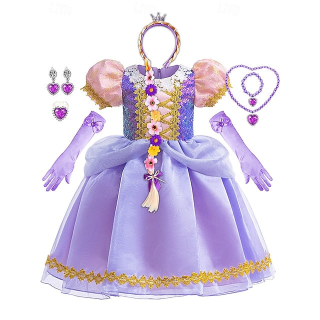 Girl Princess Party Fairytale Rapunzel Sofia Dress Flower Theme